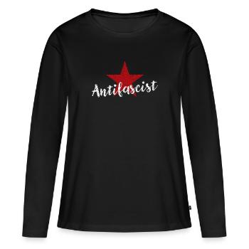 Étoile rouge antifasciste - T-shirt manches longues Premium bio Femme - noir - Devant - Julia (174cm)
