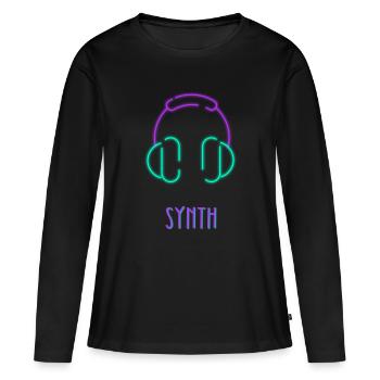 Synth Headphones Electronic Music Aesthetic - Women's Premium Organic Long Sleeve Shirt - black - Front - Julia (174cm)