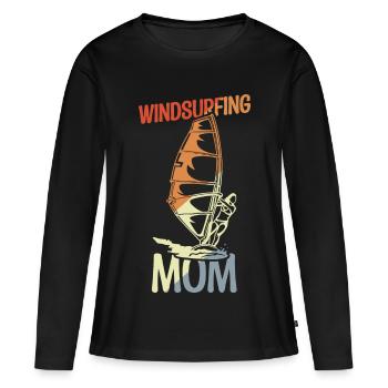 Maman Windsurfer - T-shirt manches longues Premium bio Femme - noir - Devant - Julia (174cm)