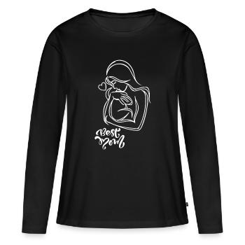 MAMA - Frauen Premium Bio Langarmshirt - Schwarz - Vorne - Julia (174cm)