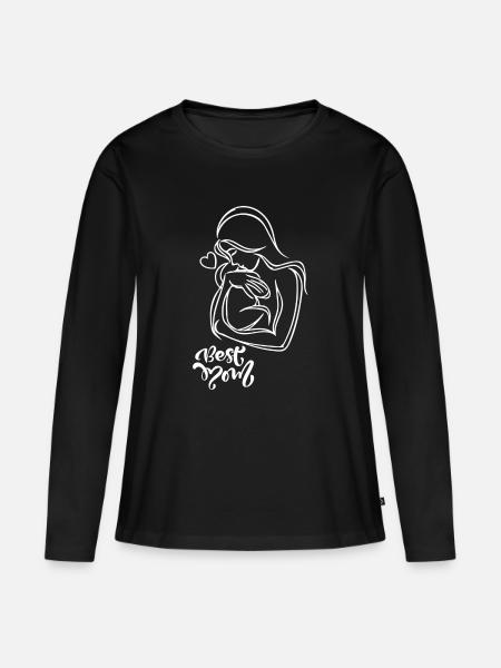MAMA - Frauen Premium Bio Langarmshirt - Schwarz
