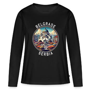 Belgrade, Serbie, Beograd Design - T-shirt manches longues Premium bio Femme - noir - Devant - Julia (174cm)