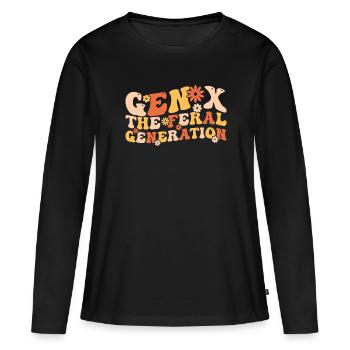 Gen X The Feral Generation Funny Generation X - T-shirt manches longues Premium bio Femme - noir - Devant - Julia (174cm)