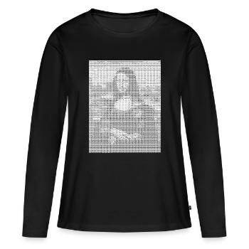 Mona Lisa - La Joconde - ASCII Art - Pixel - T-shirt manches longues Premium bio Femme - noir - Devant - Julia (174cm)