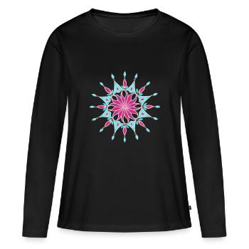 Blumen Mandala - Sonja Ariel von Staden - Frauen Premium Bio Langarmshirt - Schwarz - Vorne - Julia (174cm)