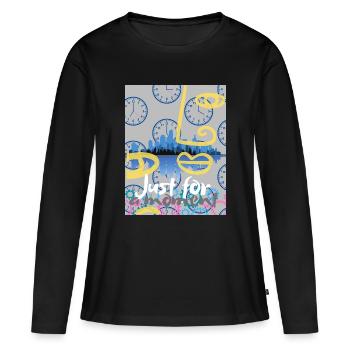 Juste un instant - T-shirt manches longues Premium bio Femme - noir - Devant - Julia (174cm)