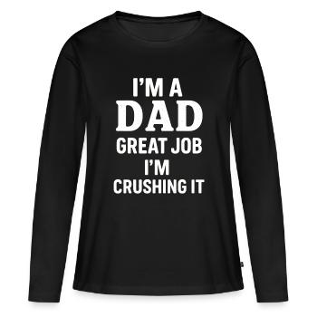 Papa fier - Fiable et confiant - T-shirt manches longues Premium bio Femme - noir - Devant - Julia (174cm)