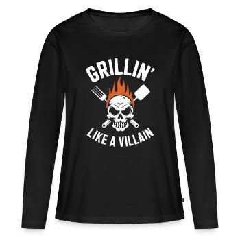 Griller le crâne Inferno T-Shirt Design - T-shirt manches longues Premium bio Femme - noir - Devant - Julia (174cm)