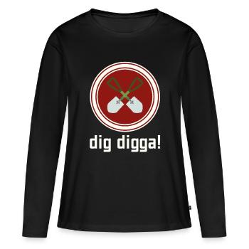 creuse digga ! - T-shirt manches longues Premium bio Femme - noir - Devant - Julia (174cm)