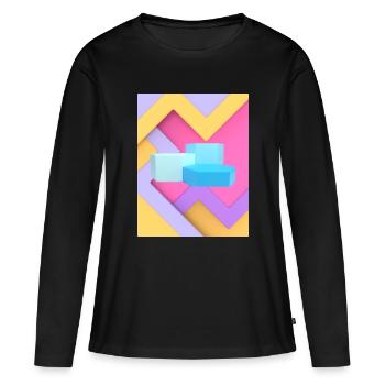 Conception de pod géométrique pastel - T-shirt manches longues Premium bio Femme - noir - Devant - Julia (174cm)