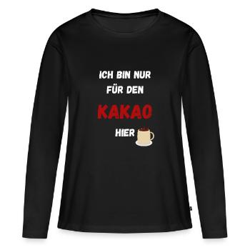 Je ne suis là que pour le cacao. Marché de Noël - T-shirt manches longues Premium bio Femme - noir - Devant - Julia (174cm)