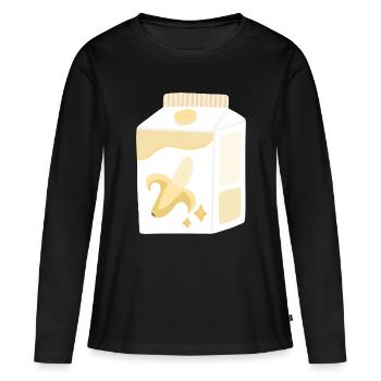 Bananenmilch Karton - Frauen Premium Bio Langarmshirt - Schwarz - Vorne - Julia (174cm)