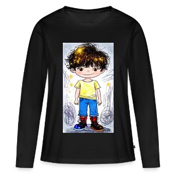Petit aventurier (Stardust) - T-shirt manches longues Premium bio Femme - noir - Devant - Julia (174cm)