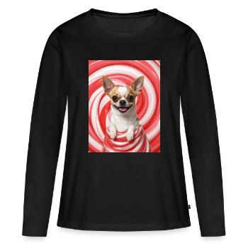 Chihuahua dans un tourbillon de bonbons - T-shirt manches longues Premium bio Femme - noir - Devant - Julia (174cm)