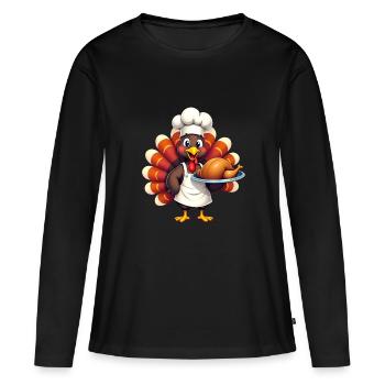 Cuisinier de dinde de Thanksgiving Thanksgiving - T-shirt manches longues Premium bio Femme - noir - Devant - Julia (174cm)