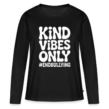 Des vibes bienveillants ne font que mettre fin au harcèlement - T-shirt manches longues Premium bio Femme - noir - Devant - Julia (174cm)