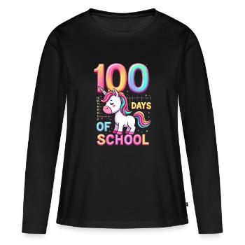 100e jour d’école 100 jour d’école des enfants - T-shirt manches longues Premium bio Femme - noir - Devant - Julia (174cm)