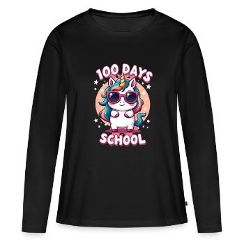 100e jour d’école 100 jour d’école des enfants - T-shirt manches longues Premium bio Femme - noir - Devant - Julia (174cm)