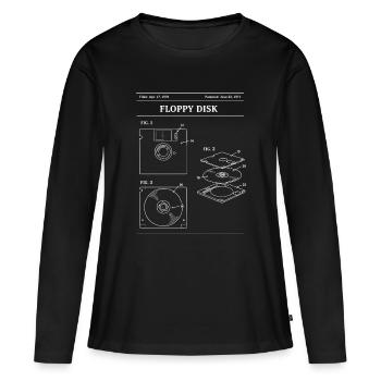 Retro-Disketten-Bauplan - Frauen Premium Bio Langarmshirt - Schwarz - Vorne - Julia (174cm)