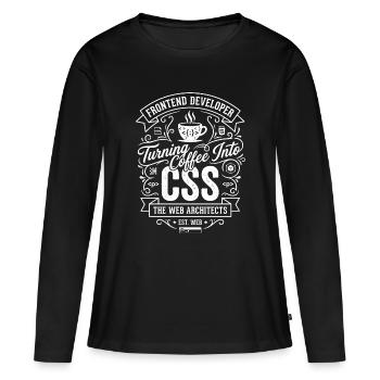 Frontend Coffee CSS Tee - T-shirt manches longues Premium bio Femme - noir - Devant - Julia (174cm)