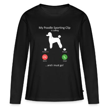 Appel entrant de caniche Art d’interface téléphonique amusante - T-shirt manches longues Premium bio Femme - noir - Devant - Julia (174cm)