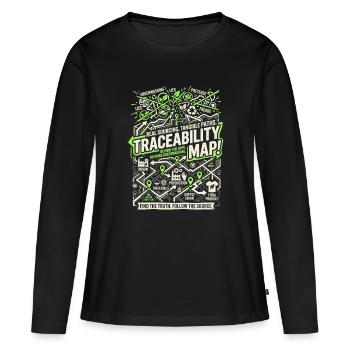 Carte de traçabilité - T-shirt manches longues Premium bio Femme - noir - Devant - Julia (174cm)