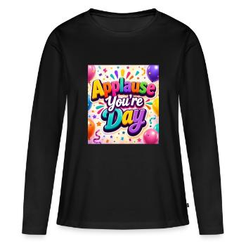 Applaudissements Célébration de votre Journée - T-shirt manches longues Premium bio Femme - noir - Devant - Julia (174cm)