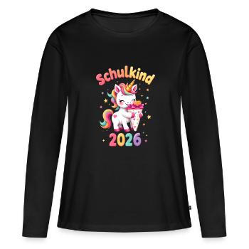 Scolaire 2026 Inscription scolaire 2026 Retour à l’école - T-shirt manches longues Premium bio Femme - noir - Devant - Julia (174cm)