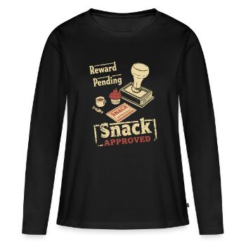 Timbre vintage approuvé par les snacks - T-shirt manches longues Premium bio Femme - noir - Devant - Julia (174cm)