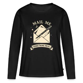 Envoie-moi quelque chose de vrai par la poste - T-shirt manches longues Premium bio Femme - noir - Devant - Julia (174cm)