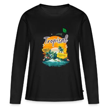 Tropische Inselschwingungen - Frauen Premium Bio Langarmshirt - Schwarz - Vorne - Julia (174cm)