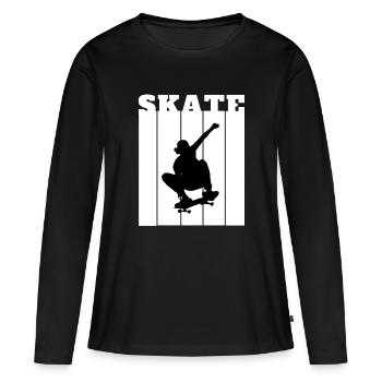 Skater Skateboard Silhouette Skater Cadeau Chemise Cool - T-shirt manches longues Premium bio Femme - noir - Devant - Julia (174cm)