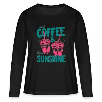 Sunshine Iced Coffee Vibes - Frauen Premium Bio Langarmshirt - Schwarz - Vorne - Julia (174cm)