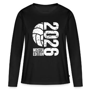 Sweat à capuche Maître Volleyball 2026, blanc, maillot de bain - T-shirt manches longues Premium bio Femme - noir - Devant - Julia (174cm)