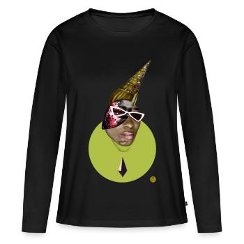 Collage numérique surréaliste - Shell Bizu - T-shirt manches longues Premium bio Femme - noir - Devant - Julia (174cm)