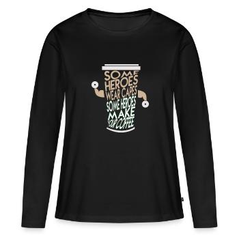 L'énergie de la puissance du café - Le café me rend fort - T-shirt manches longues Premium bio Femme - noir - Devant - Julia (174cm)