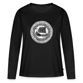 Rune en métal - T-shirt manches longues Premium bio Femme - noir - Devant - Julia (174cm)