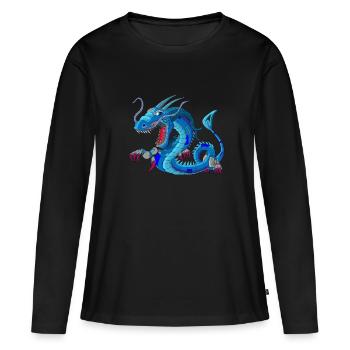 Metalldrache Mechdragon Metall Drache aus Metall - Frauen Premium Bio Langarmshirt - Schwarz - Vorne - Julia (174cm)