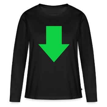 Flèche vers le bas vers la pointe de flèche verte - T-shirt manches longues Premium bio Femme - noir - Devant - Julia (174cm)