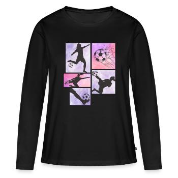 Frauen Mädchen Fußball Fußballspielerinnen - Frauen Premium Bio Langarmshirt - Schwarz - Vorne - Julia (174cm)