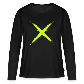 Croix design vectoriel jaune - T-shirt manches longues Premium bio Femme - noir - Devant - Julia (174cm)