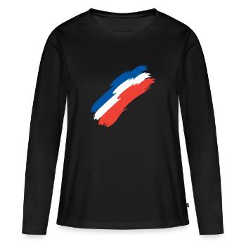 Drapeau drapeau de la France - T-shirt manches longues Premium bio Femme - noir - Devant - Julia (174cm)