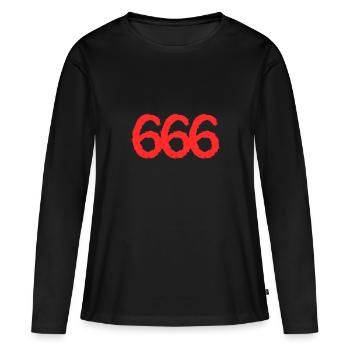 Symbole du numéro 666 - T-shirt manches longues Premium bio Femme - noir - Devant - Julia (174cm)