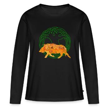 eber gullinborsti e 266 - Frauen Premium Bio Langarmshirt - Schwarz - Vorne - Julia (174cm)