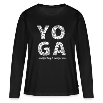Yoga-beautiful body&peaceful mind - Frauen Premium Bio Langarmshirt - Schwarz - Vorne - Julia (174cm)
