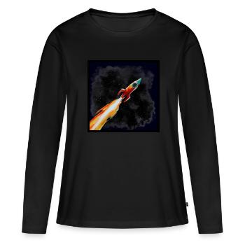 Fusée - T-shirt manches longues Premium bio Femme - noir - Devant - Julia (174cm)