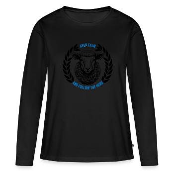 Les moutons restent calmes et suivent le troupeau - T-shirt manches longues Premium bio Femme - noir - Devant - Julia (174cm)