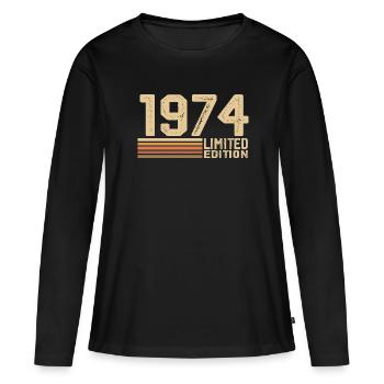 Né en 1974 anniversaire - Cadeau 1974 Vintage 1974 - T-shirt manches longues Premium bio Femme - noir - Devant - Julia (174cm)