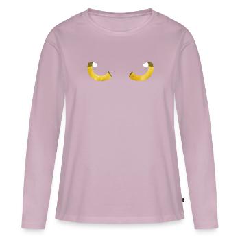 Yeux de chat jaune - T-shirt manches longues Premium bio Femme - rose poudré - Devant - Julia (174cm)