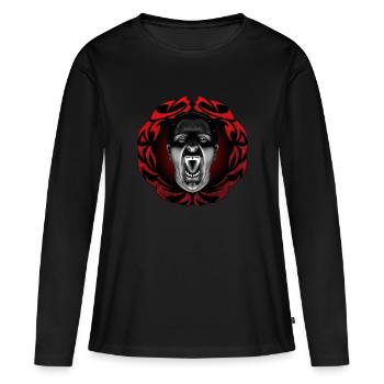 Vampire sifflant avec cadre - T-shirt manches longues Premium bio Femme - noir - Devant - Julia (174cm)
